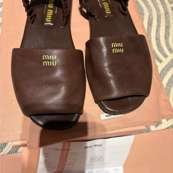 サンダル・ミュール MIU MIIU 5E395E_EFX RUCHES NAPPA LEATHER FISHERMAN'S SHOES Miu Miu Ruches Nappa Leather Fisherman Sandals | Saks Fifth